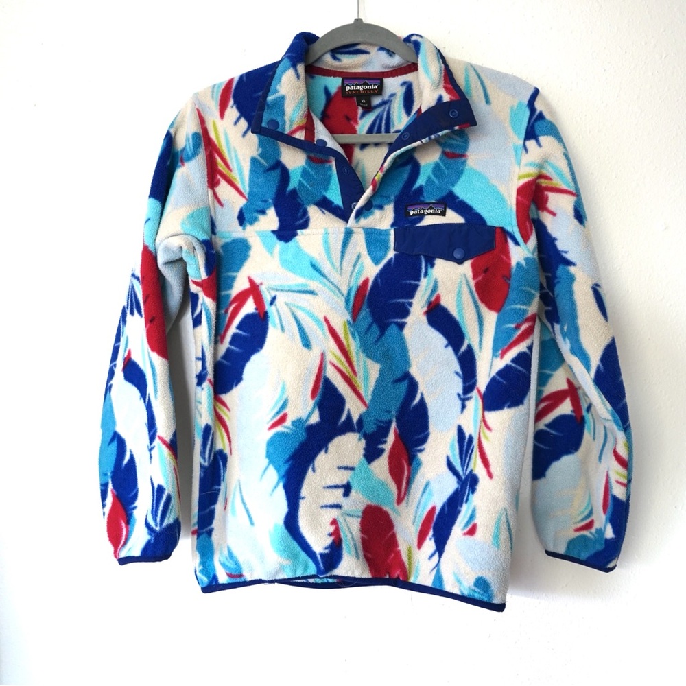Patagonia Womens Synchilla Snap Pullover Feather Dance Fleece Sweater Sz Xs